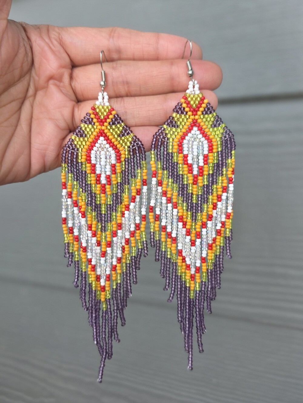 Gaia Beaded Earrings Boho Fringe Southwestern Handmade Jewelry